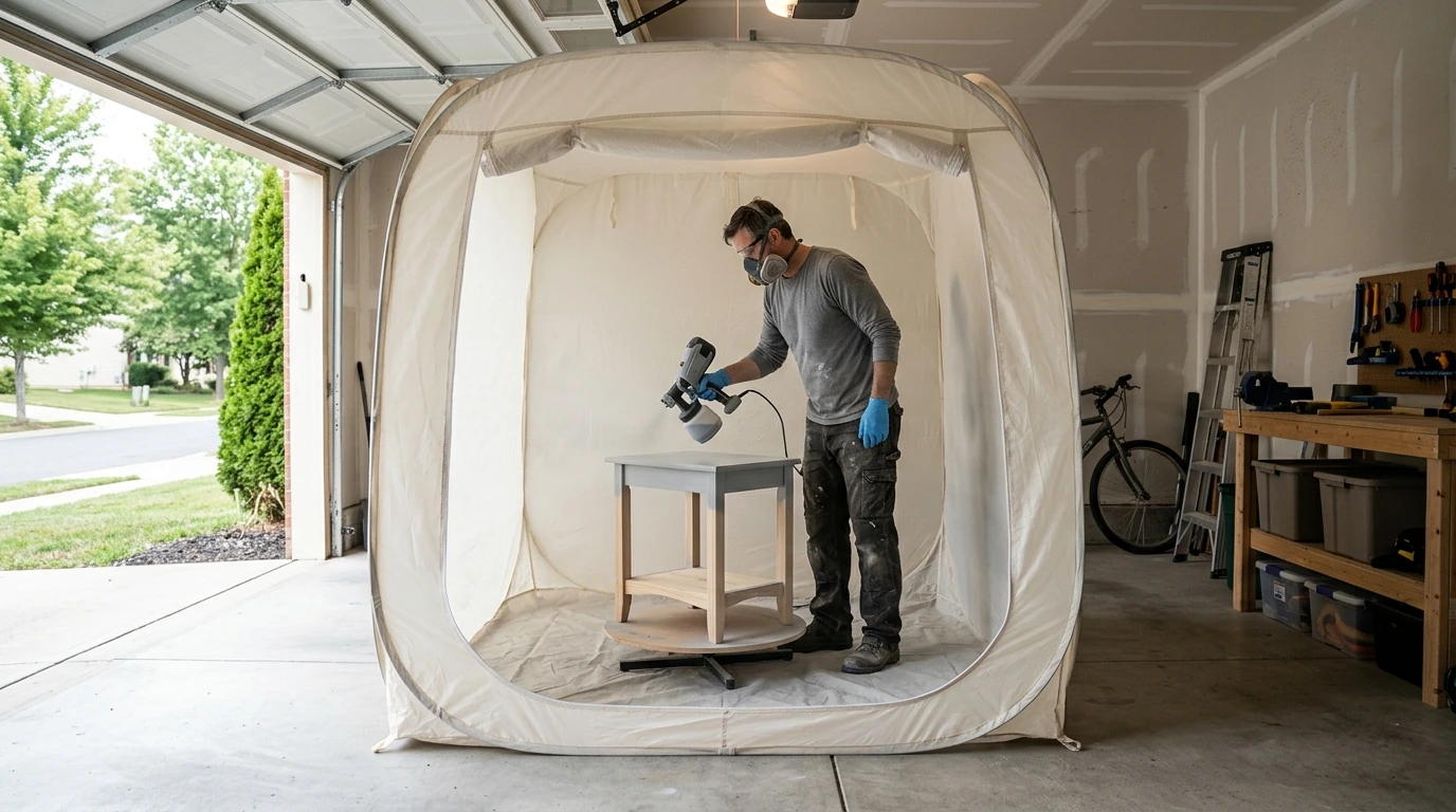 Spray Shelter Setup for Cleaner Furniture & Craft Painting
