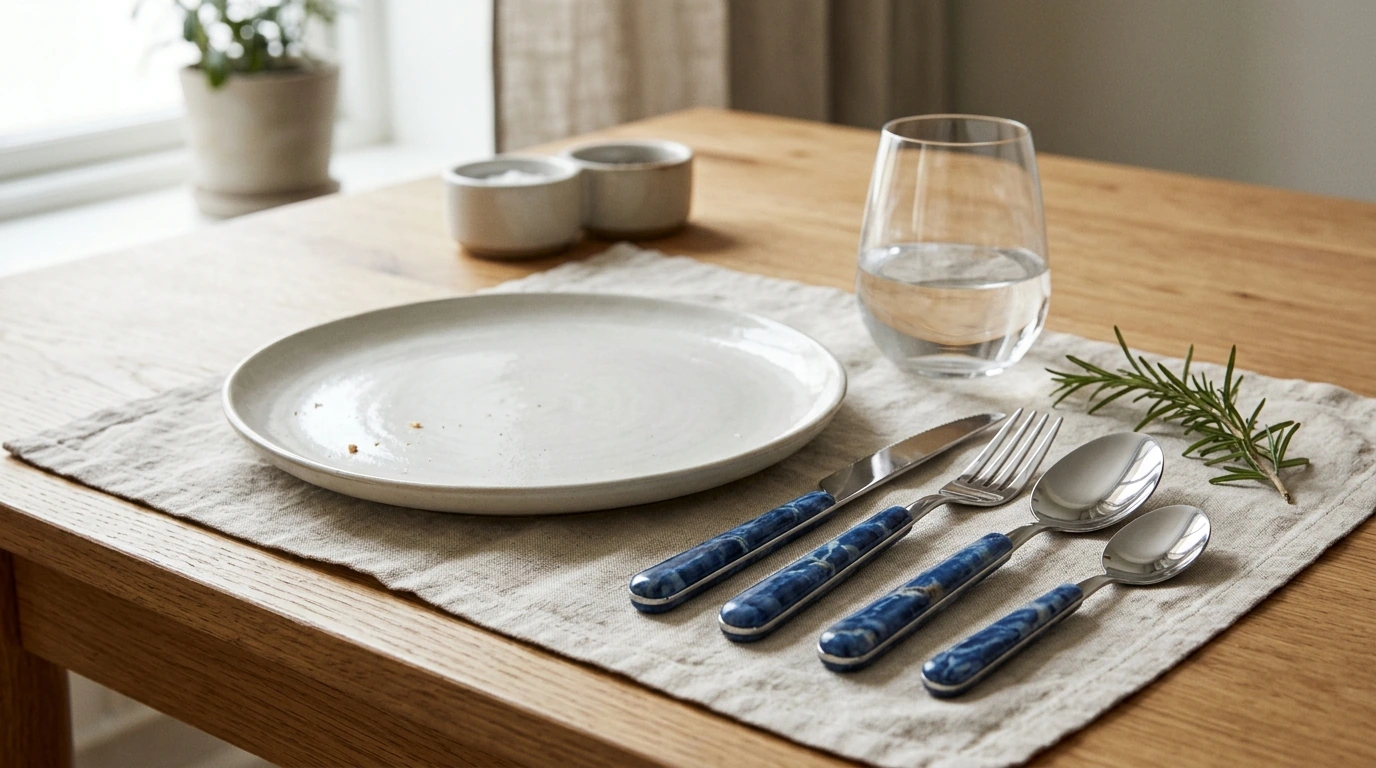 Blue Marble 4-Piece Cutlery Set for Modern Tables