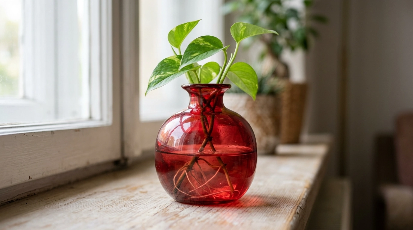 Small Red Pomegranate Vase for Hydroponic Cuttings