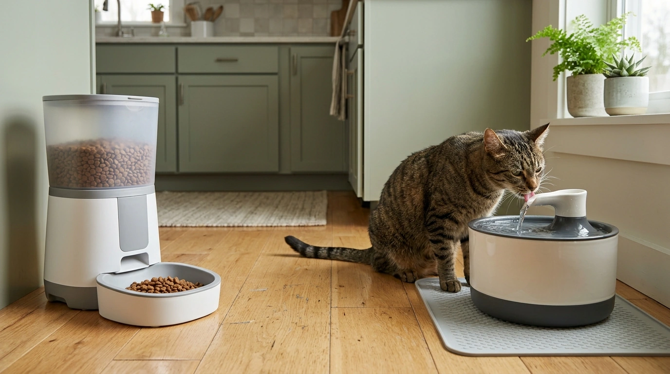 Smart Cat Feeder + Water Fountain for Easy Routines